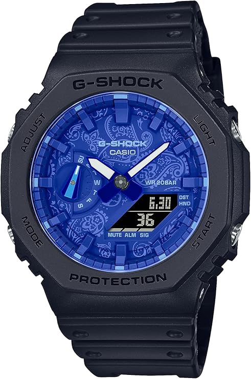 CASIO G-SHOCK BLUE PAISLEY SERIES LIMITED MODEL BLACK & BLUE MEN WATCH GA-2100BP-1AJF