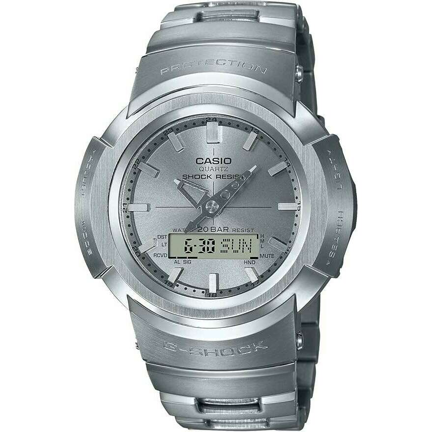 ROOK JAPAN:CASIO G-SHOCK FULL METAL RADIO SOLAR SILVER ANALOG DIGITAL MEN WATCH AWM-500D-1A8JF,JDM Watch,Casio G-Shock