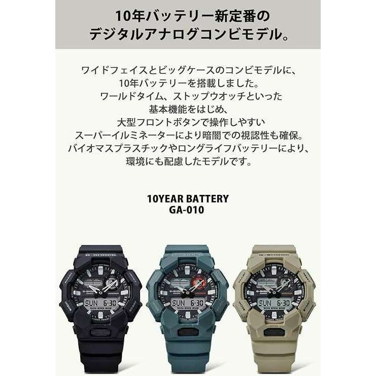 ROOK JAPAN:CASIO G-SHOCK LONGLIFE BATTERY DAY-DATE BLACK RESIN STRAP MEN WATCH GA-010-1AJF,JDM Watch,Casio G-Shock