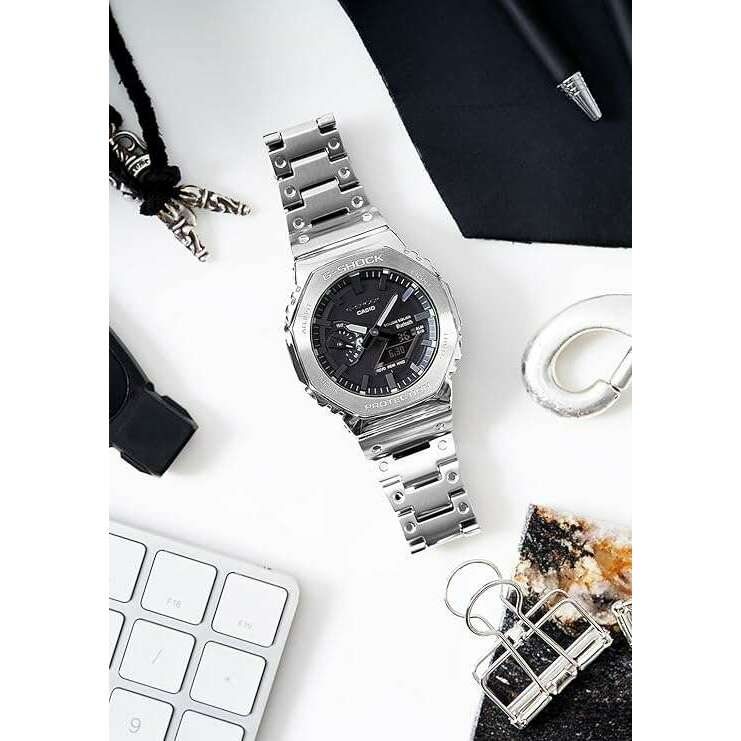 ROOK JAPAN:CASIO G-SHOCK BLUETOOTH FULL METAL SOLAR SILVER & BLACK MEN WATCH GM-B2100D-1AJF,JDM Watch,Casio G-Shock