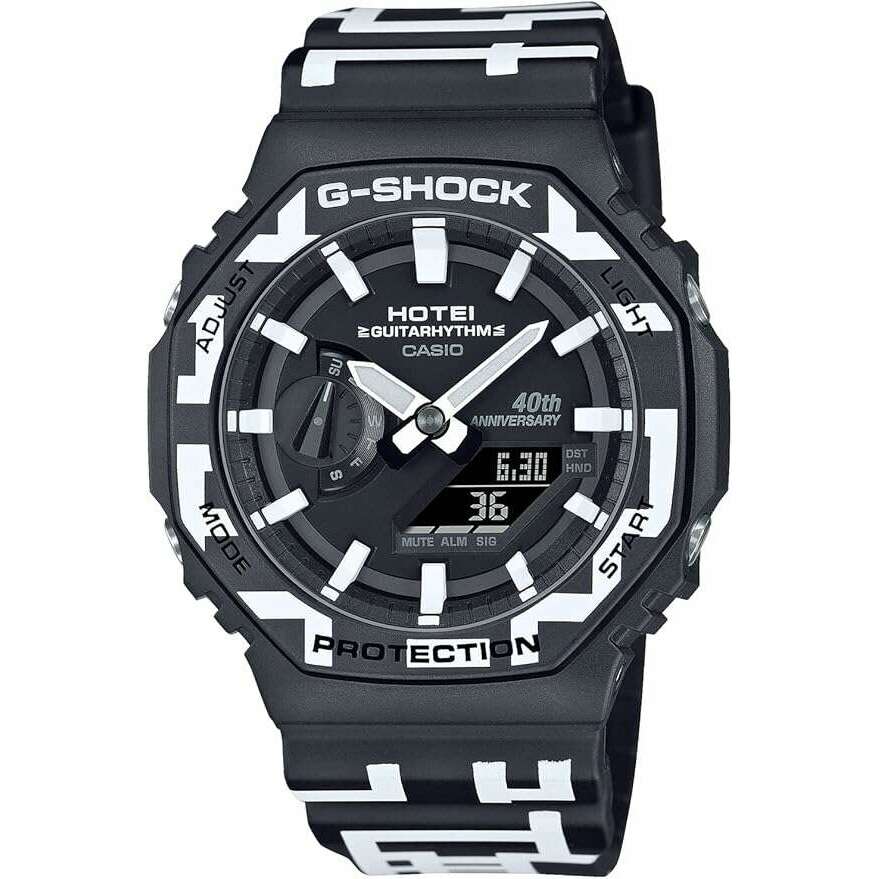 ROOK JAPAN:CASIO G-SHOCK HOTEI 40TH ANNIVERSARY GUITARHYTHM MODEL BLACK & WHITE MEN WATCH GA-2100HT-1AJR,JDM Watch,Casio G-Shock