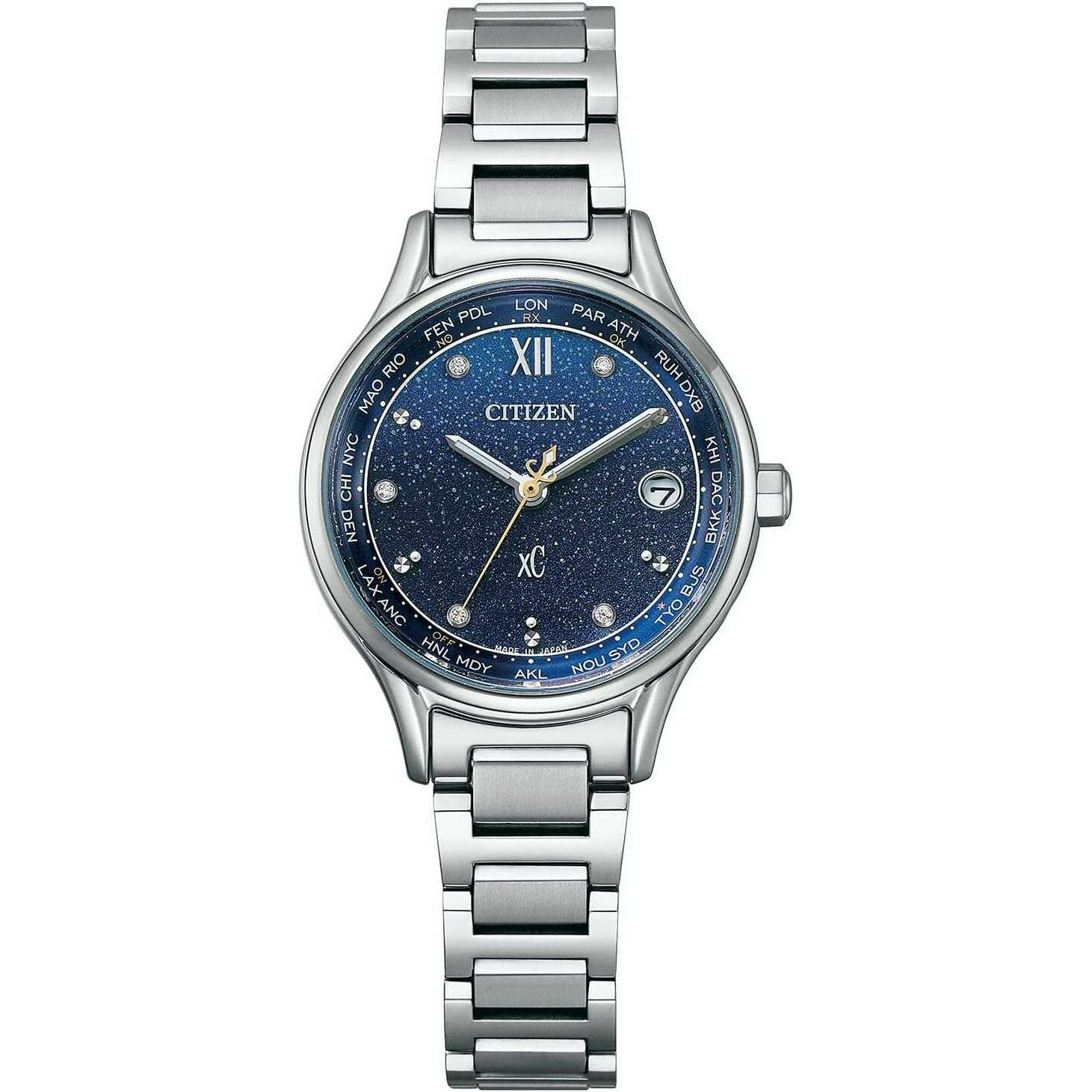 ROOK JAPAN:CITIZEN XC DEAR COLLECTION ECO-DRIVE RADIO SILVER & BLUE LADIES WATCH (2000 LIMITED) EC1160-62L,JDM Watch,Citizen xC