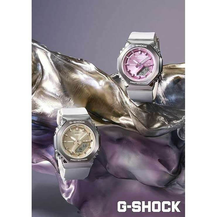 ROOK JAPAN:CASIO G-SHOCK METAL COVERED ANALOG DIGITAL WHITE & BEIGE LADIES WATCH GM-S2110-7A9JF,JDM Watch,Casio G-Shock