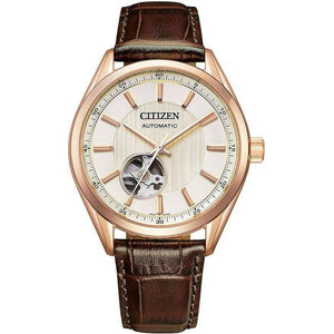 ROOK JAPAN:CITIZEN COLLECTION MECHANICAL OPEN HEART BROWN & PINK GOLD MEN WATCH NH9112-19A,JDM Watch,Citizen Collection