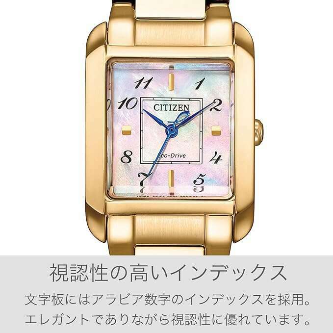 ROOK JAPAN:CITIZEN L SQUARE COLLECTION ECO-DRIVE WARM GOLD STRAP PEARLY DIAL LADIES WATCH EW5603-89Y,JDM Watch,Citizen L