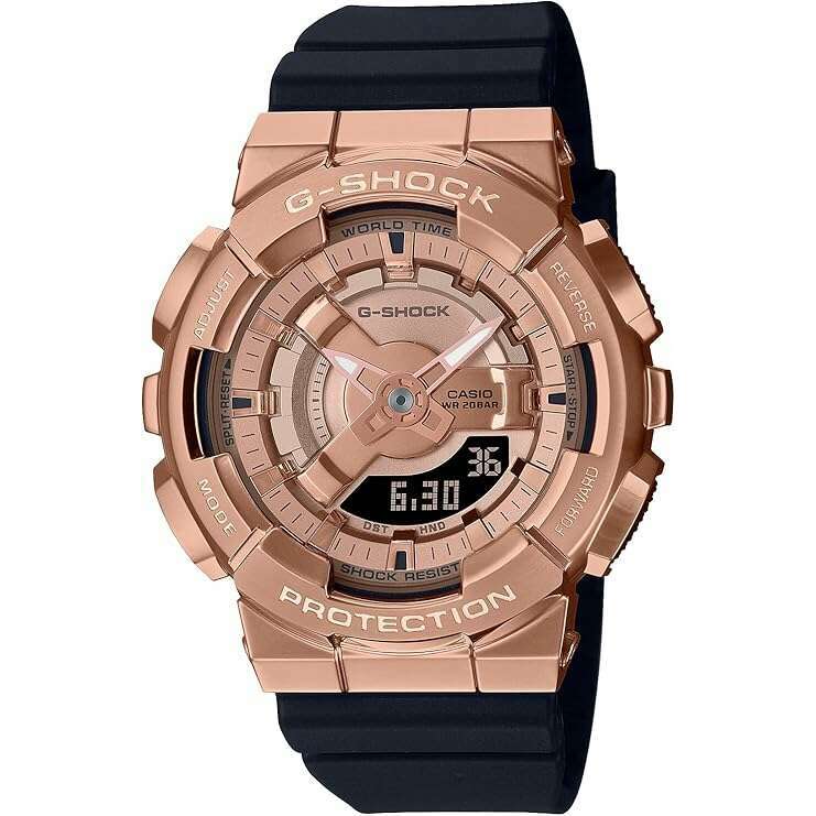 ROOK JAPAN:CASIO G-SHOCK MID-SIZE MODEL METAL COVERED PINK GOLD & BLACK LADIES WATCH GM-S110PG-1AJF,JDM Watch,Casio G-Shock