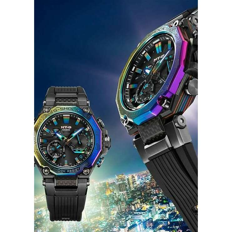 ROOK JAPAN:CASIO G-SHOCK MT-G BLUETOOTH RADIO SOLAR BLACK & RAINBOW ANALOG MEN WATCH MTG-B2000YR-1AJR,JDM Watch,Casio G-Shock