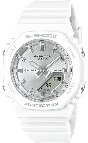 CASIO G-SHOCK ANALOG DIGITAL WHITE & SILVER LADIES WATCH GMA-P2100VA-7AJF