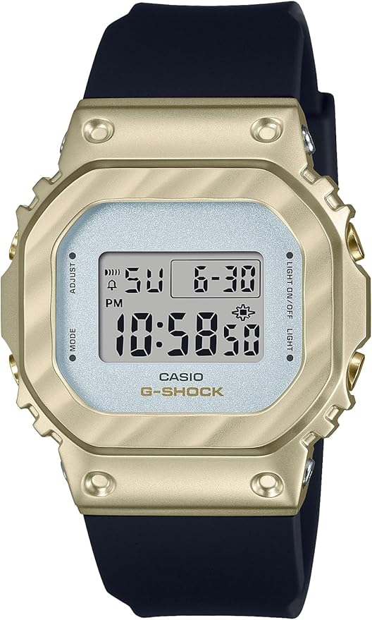 CASIO G-SHOCK METAL COVERED BLACK & LIGHT YELLOW GOLD DIGITAL LADIES WATCH GM-S5600BC-1JF