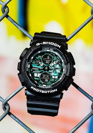 CASIO G-SHOCK BLACK AND GREEN SERIES ANALOG DIGITAL MEN WATCH GA-140MG-1AJF