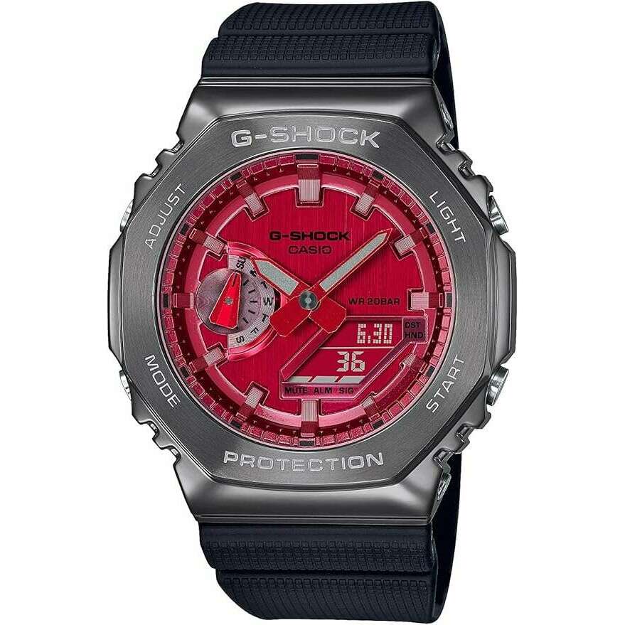 ROOK JAPAN:CASIO G-SHOCK METAL COVERED ANALOG DIGITAL BLACK & RED MEN WATCH GM-2100B-4AJF,JDM Watch,Casio G-Shock