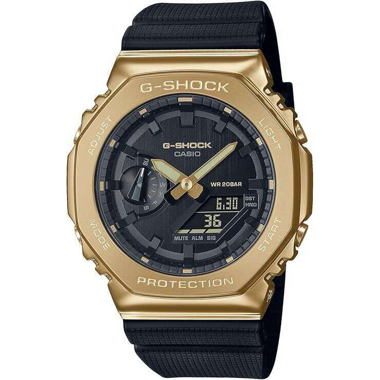 ROOK JAPAN:CASIO G-SHOCK METAL COVERED BLACK RUBBER STRAP GOLD MEN WATCH GM-2100G-1A9JF,JDM Watch,Casio G-Shock