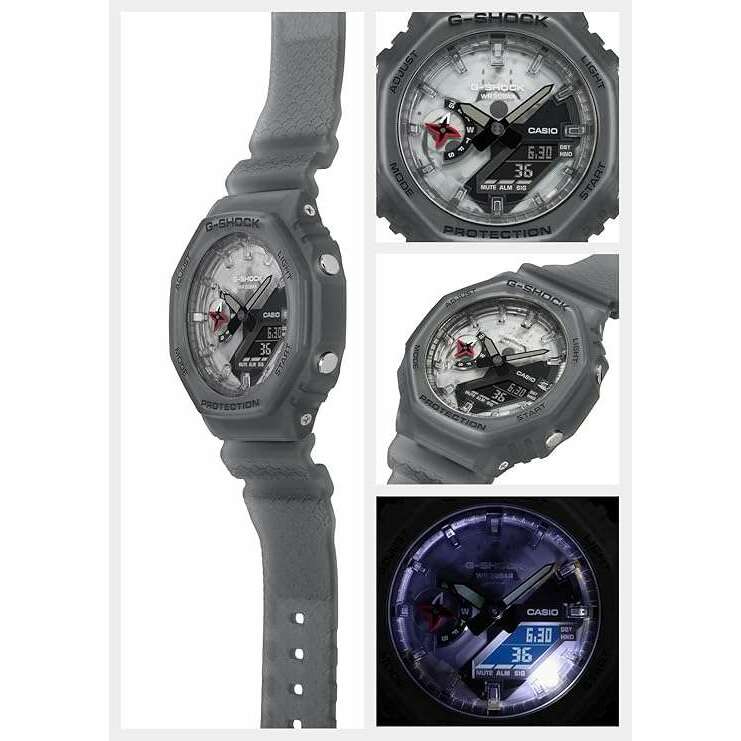 ROOK JAPAN:CASIO G-SHOCK NINJA MOTIF MODEL ANALOG DIGITAL DIAL GREY RESIN STRAP MEN WATCH GA-2100NNJ-8AJR,JDM Watch,Casio G-Shock