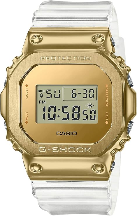 CASIO G-SHOCK METAL COVERED CLEAR & GOLD DIGITAL MEN WATCH GM-5600SG-9JF