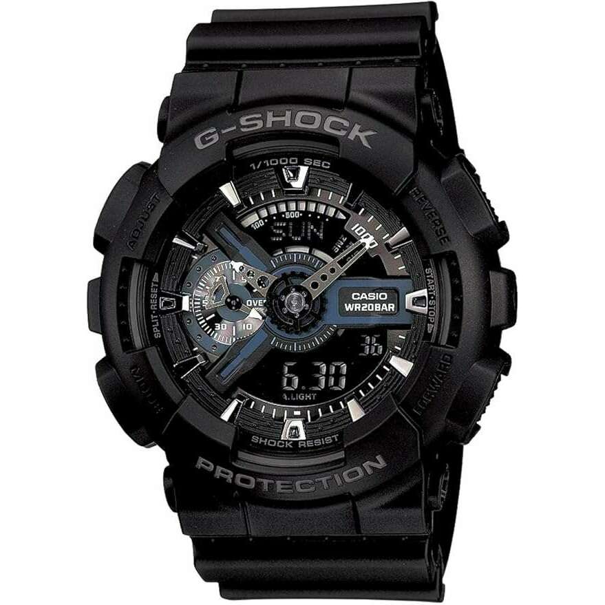 ROOK JAPAN:CASIO G-SHOCK DAY-DATE RUBBER STRAP ANALOG DIGITAL DIAL ALL BLACK MEN WATCH GA-110-1BJF,JDM Watch,Casio G-Shock