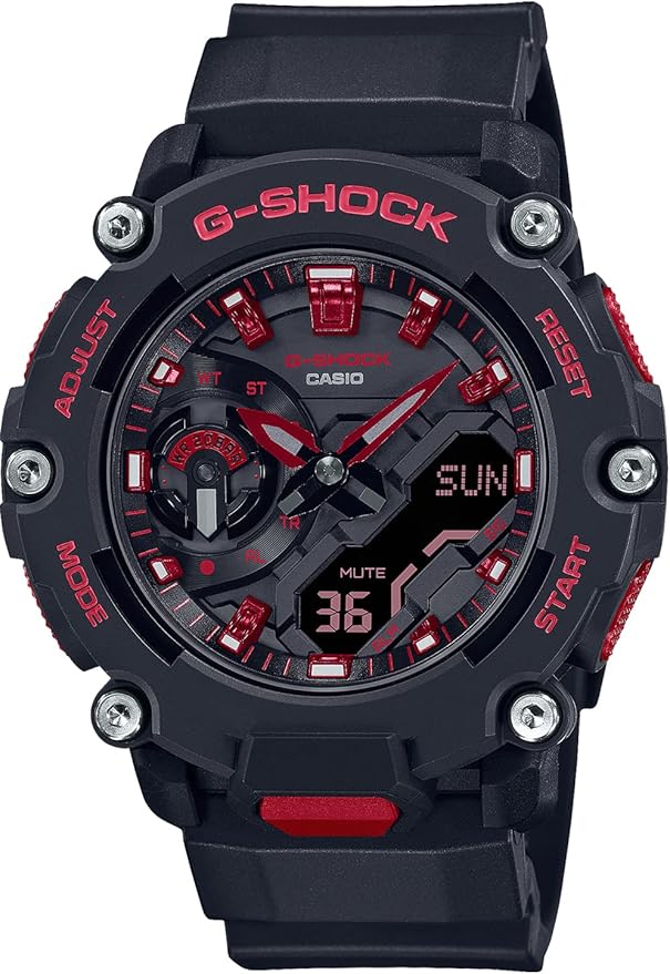 CASIO G-SHOCK DAY-DATE ANALOG DIGITAL BLACK & RED MEN WATCH GA-2200BNR-1AJF