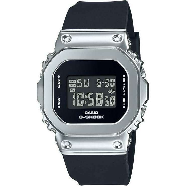 ROOK JAPAN:CASIO G-SHOCK MID-SIZE MODEL METAL COVERED DIGITAL BLACK & SILVER LADIES WATCH GM-S5600U-1JF,JDM Watch,Casio G-Shock