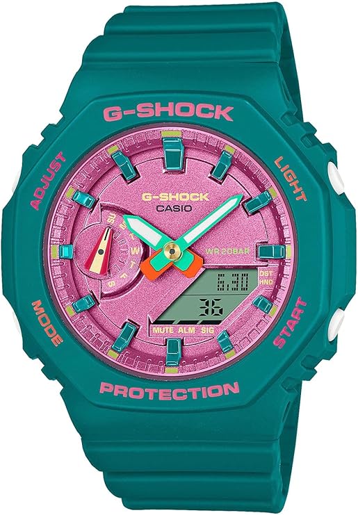 CASIO G-SHOCK MID-SIZE MODEL GREEN & PINK ANALOG DIGITAL LADIES WATCH GMA-S2100BS-3AJF