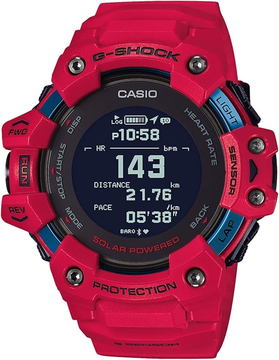 CASIO G-SHOCK G-SQUAD PEDOMETER SOLAR GPS DIGITAL RED MEN WATCH GBD-H1000-4JR