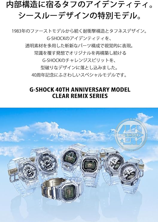 CASIO G-SHOCK 40TH ANNIVERSARY CLEAR REMIX DAY-DATE DIGITAL MEN WATCH DW-6940RX-7JR