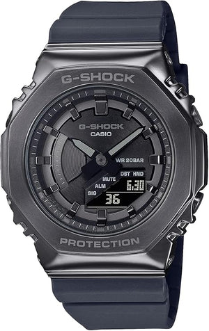 CASIO G-SHOCK MID-SIZE MODEL METAL COVERED BLACK & GREY LADIES WATCH GM-S2100B-8AJF