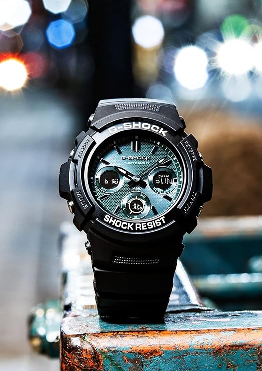 CASIO G-SHOCK BLACK AND GREEN SERIES RADIO SOLAR MEN WATCH AWG-M100SMG-1AJF