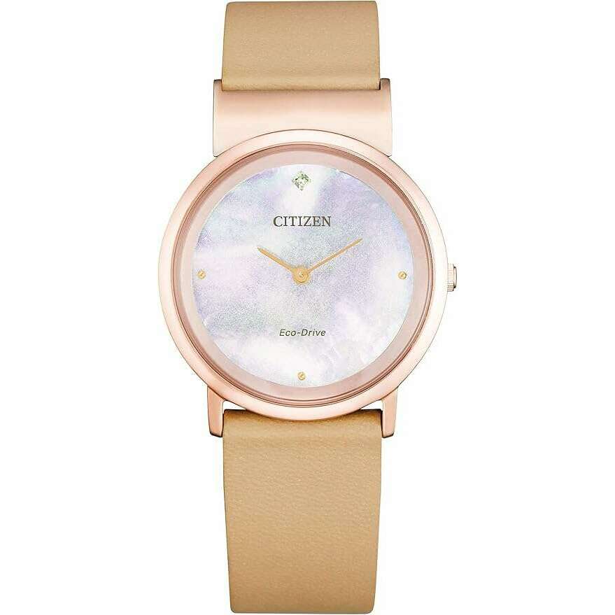 CITIZEN L AMBILUNA ECO-DRIVE BEIGE RESIN STRAP PEARLY DIAL LADIES WATC -  ROOK JAPAN