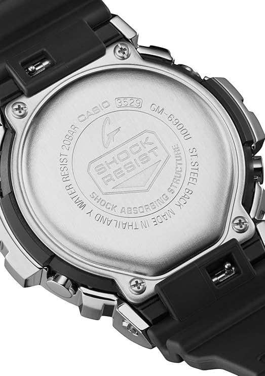 CASIO G-SHOCK METAL COVERED DIGITAL BLACK & SILVER MEN WATCH GM-6900U-1JF