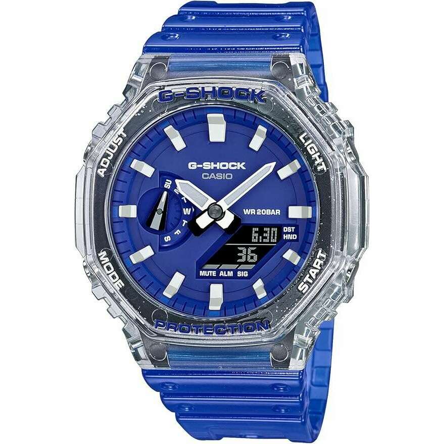 ROOK JAPAN:CASIO G-SHOCK CARBON CORE GUARD SKELETON BLUE ANALOG DIGITAL MEN WATCH GA-2100HC-2AJF,JDM Watch,Casio G-Shock