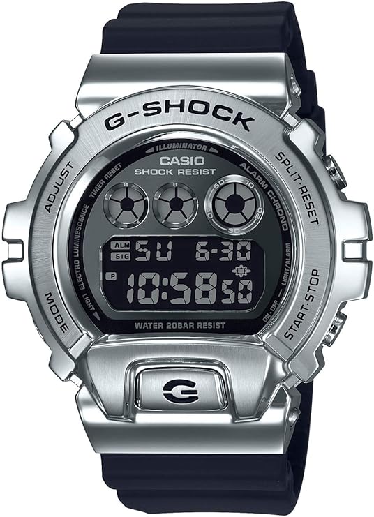 CASIO G-SHOCK METAL COVERED DIGITAL SILVER & BLACK MEN WATCH GM-6900-1JF