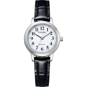 ROOK JAPAN:CITIZEN ECO-DRIVE ANALOG BLACK LEATHER STRAP WHITE DIAL LADIES WATCH EM0930-15A,JDM Watch,The Citizen