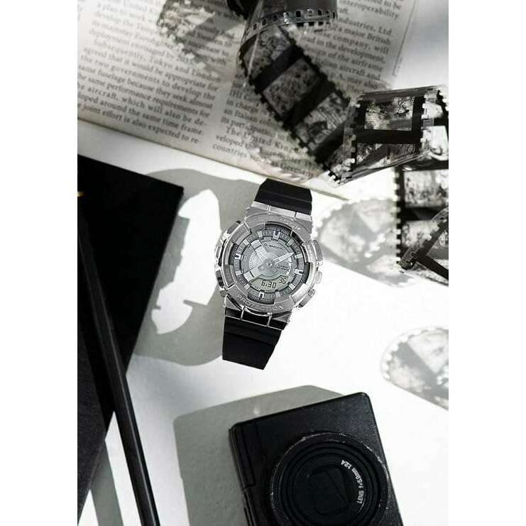 ROOK JAPAN:CASIO G-SHOCK MID-SIZE MODEL METAL COVERED SILVER & BLACK LADIES WATCH GM-S110-1AJF,JDM Watch,Casio G-Shock