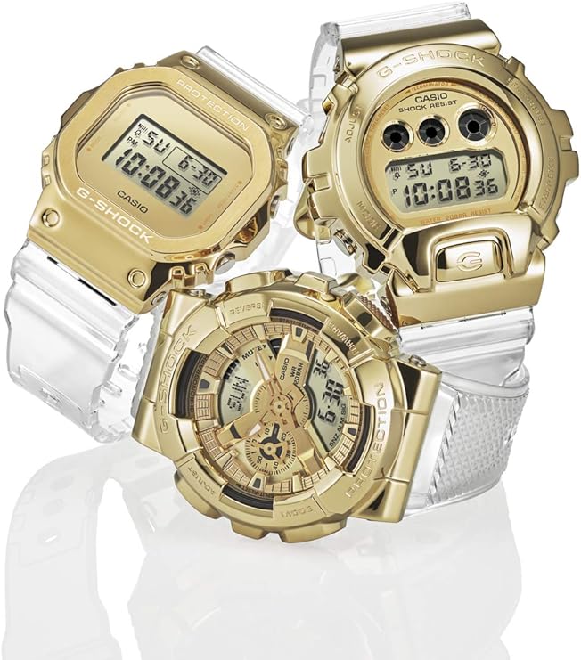 CASIO G-SHOCK METAL COVERED CLEAR & GOLD ANALOG DIGITAL MEN WATCH GM-110SG-9AJF