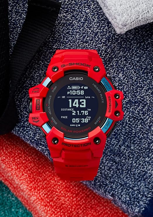 CASIO G-SHOCK G-SQUAD PEDOMETER SOLAR GPS DIGITAL RED MEN WATCH GBD-H1000-4JR