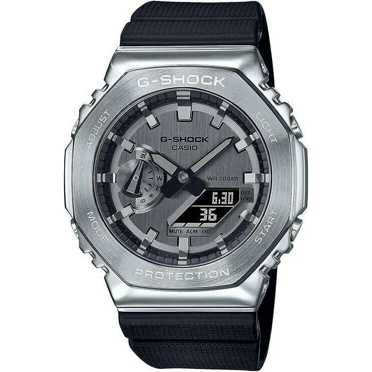 ROOK JAPAN:CASIO G-SHOCK METAL COVERED ANALOG DIGITAL DIAL BLACK & SILVER MEN WATCH GM-2100-1AJF,JDM Watch,Casio G-Shock