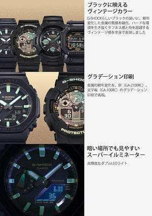 CASIO G-SHOCK TEAL AND BROWN COLOR SERIES ANALOG DIGITAL BLACK MEN WATCH GA-2100RC-1AJF