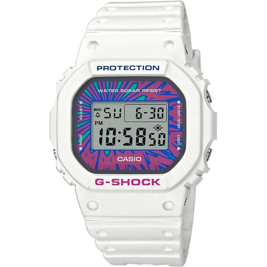 ROOK JAPAN:CASIO G-SHOCK WHITE STRAP PSYCHEDELIC MULTICOLORED DIGITAL DIAL MEN WATCH DW-5600DN-7JF,JDM Watch,Casio G-Shock