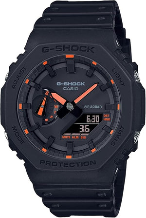 CASIO G-SHOCK NEON ACCENT SERIES BLACK & ORANGE MEN WATCH GA-2100-1A4JF