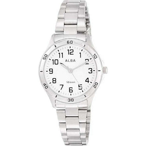 ROOK JAPAN:ALBA SPORTS DOME INORGANIC GLASS SILVER STRAP WHITE DIAL LADIES WATCH AQQK407,Fashion Watch,ALBA