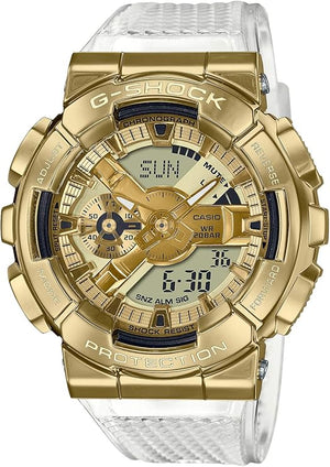 CASIO G-SHOCK METAL COVERED CLEAR & GOLD ANALOG DIGITAL MEN WATCH GM-110SG-9AJF