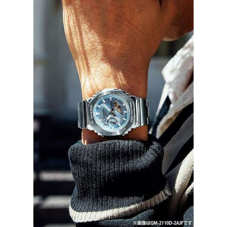 ROOK JAPAN:CASIO G-SHOCK DAY-DATE METAL BEZEL SILVER STRAP SKY BLUE DIAL MEN WATCH GM-2110D-2AJF,JDM Watch,Casio G-Shock