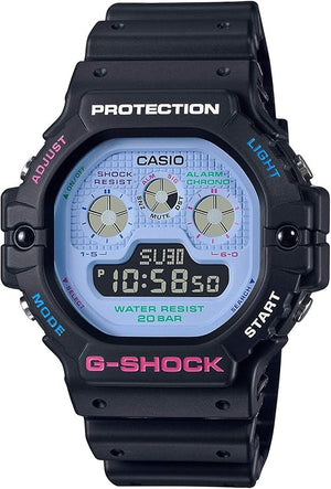 CASIO G-SHOCK PSYCHEDELIC MULTI COLORS DIGITAL BLACK & BLUE MEN WATCH DW-5900DN-1JF