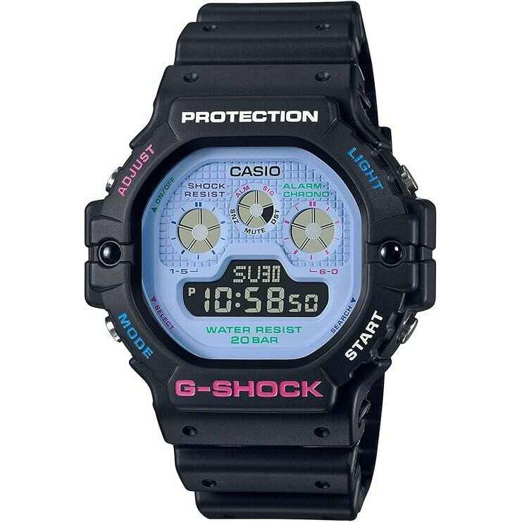 ROOK JAPAN:CASIO G-SHOCK PSYCHEDELIC MULTI COLORS DIGITAL BLACK & BLUE MEN WATCH DW-5900DN-1JF,JDM Watch,Casio G-Shock