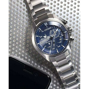 ROOK JAPAN:CITIZEN ECO-DRIVE BLUETOOTH SOLAR SUPER TITANIUM MODEL SILVER & BLUE MEN WATCH BZ1040-50L,JDM Watch,Citizen Eco-Drive Bluetooth