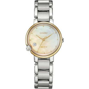 ROOK JAPAN:CITIZEN L ECO-DRIVE ROUND COLLECTION SILVER STRAP PEARLY DIAL LADIES WATCH EW5586-86Y,JDM Watch,Citizen L