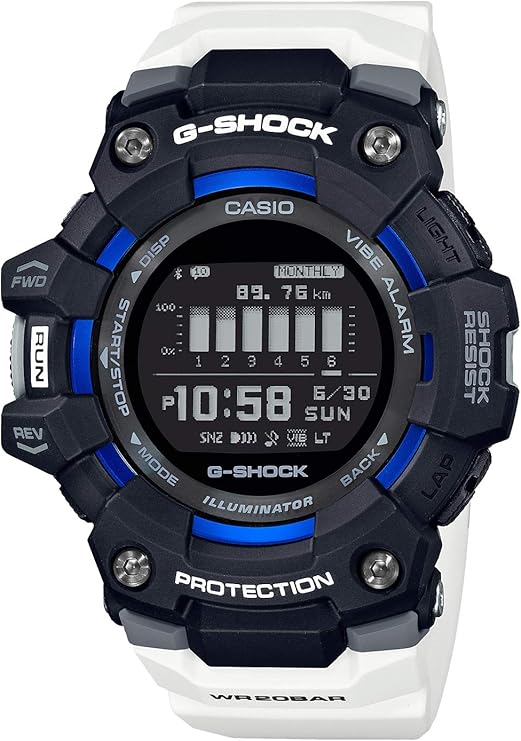 CASIO G-SHOCK G-SQUAD BLUETOOTH WHITE & BLUE DIGITAL MEN WATCH GBD-100-1A7JF