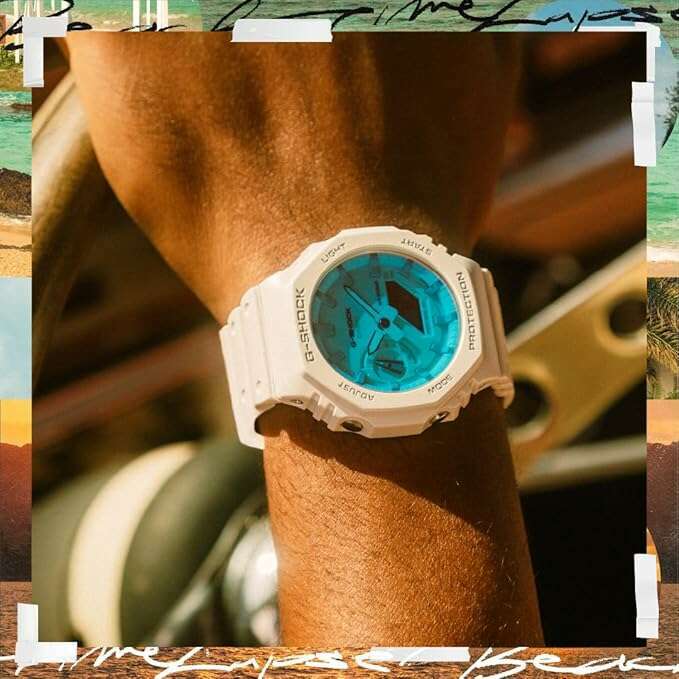 ROOK JAPAN:CASIO G-SHOCK BEACH TIME LAPSE SERIES WHITE STRAP MEN WATCH GA-2100TL-7AJF,JDM Watch,Casio G-Shock