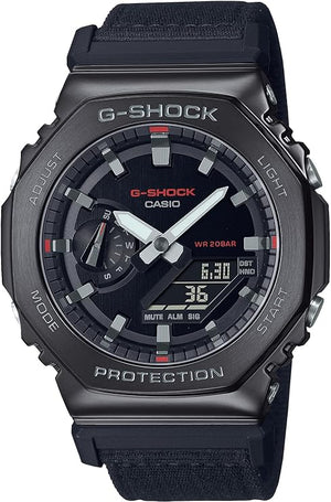 CASIO G-SHOCK WEB-EXCLUSIVE METAL COVERED BLACK FABRIC STRAP MEN WATCH GM-2100CB-1AJF