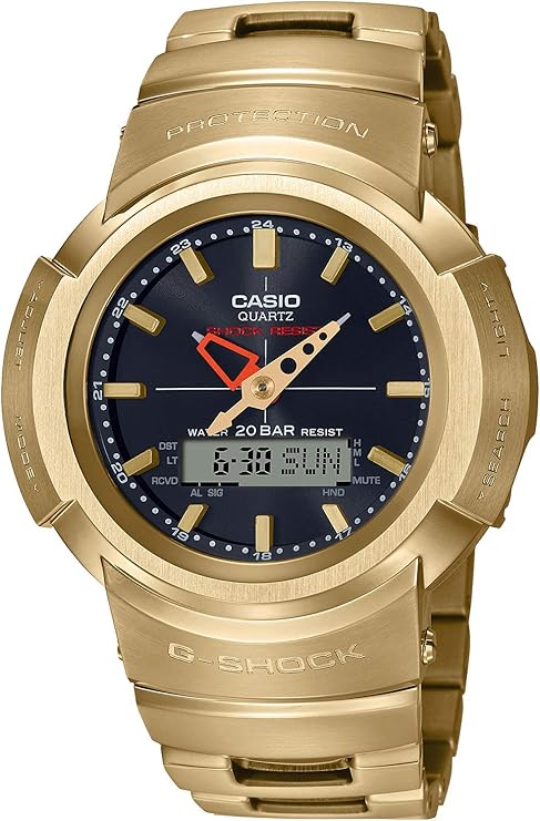 CASIO G-SHOCK FULL METAL RADIO SOLAR GOLD ANALOG DIGITAL MEN WATCH AWM-500GD-9AJF