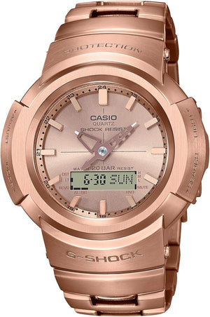 CASIO G-SHOCK FULL METAL RADIO SOLAR PINK GOLD ANALOG DIGITAL MEN WATCH AWM-500GD-4AJF